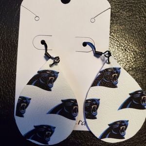 Faux Leather Earrings- Carolina Panthers